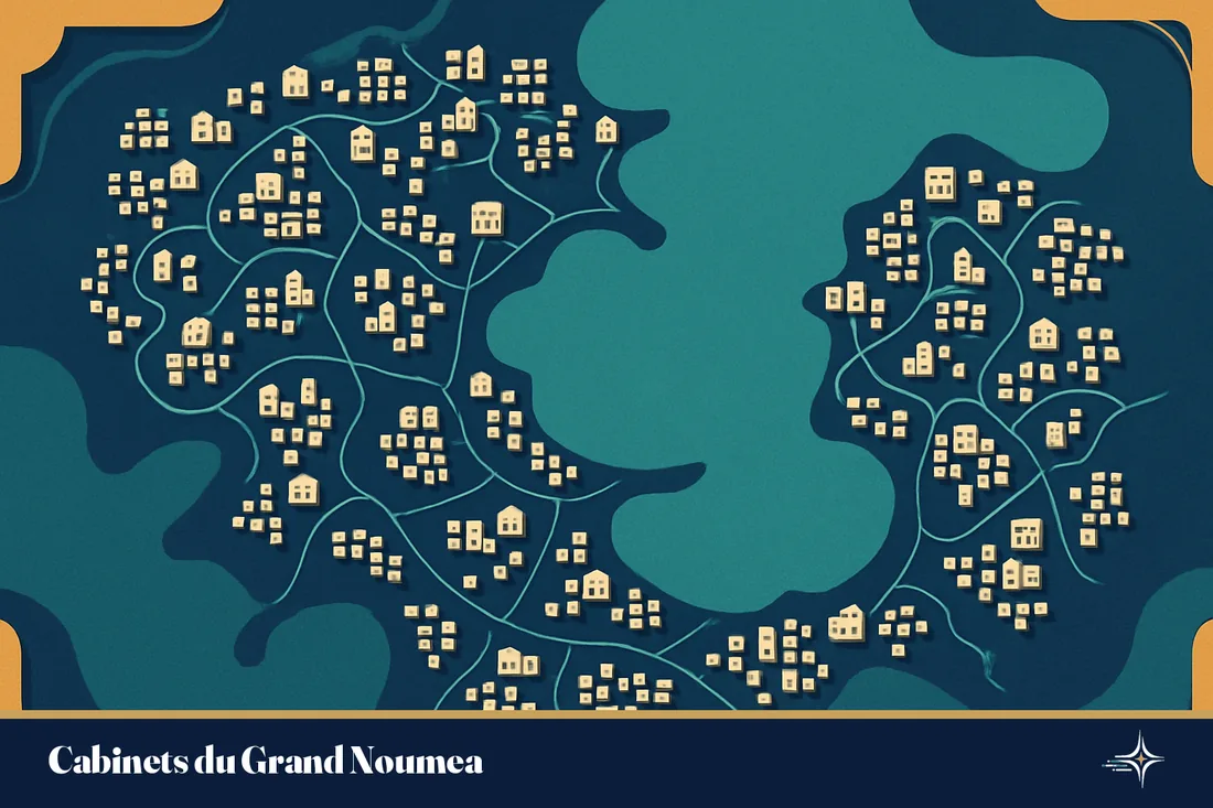 Illustration abstraite du Grand Nouméa et de ses cabinets