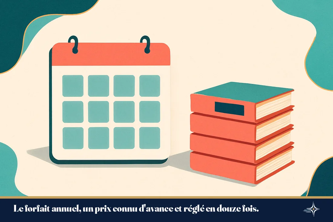 Illustration d'un forfait annuel lisible réparti sur douze mois