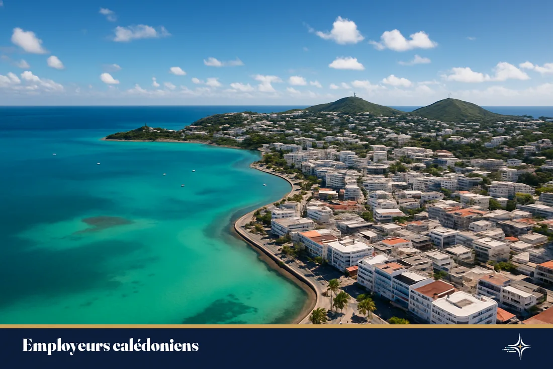 Vue aérienne du front de mer et du lagon de Nouméa