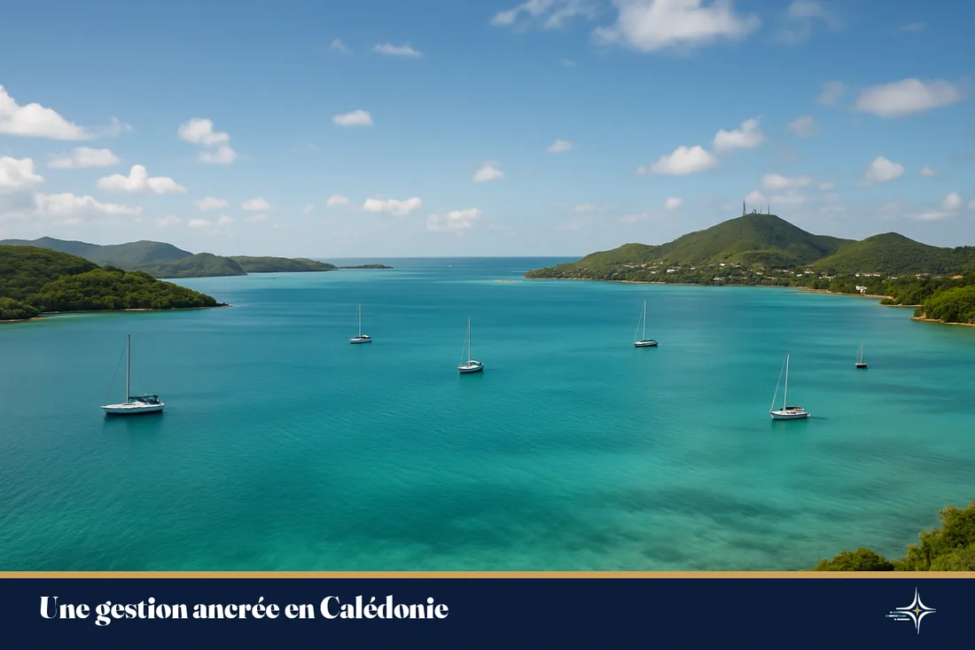 Le lagon turquoise de la baie de Nouméa sous une lumière douce du Pacifique