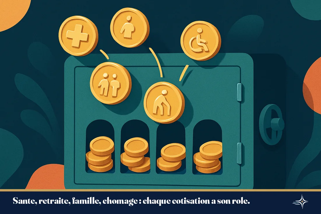 Illustration des cotisations reparties entre les differents regimes sociaux