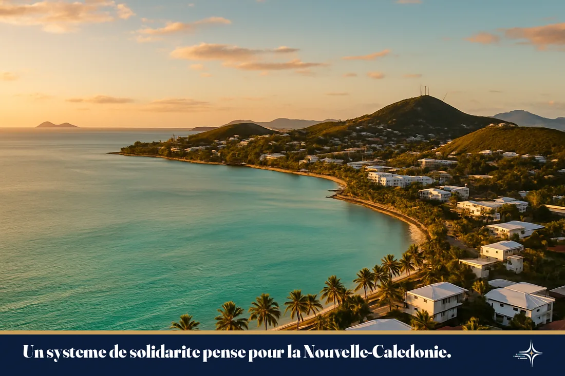 Baie de Nouméa au coucher du soleil, lagon turquoise