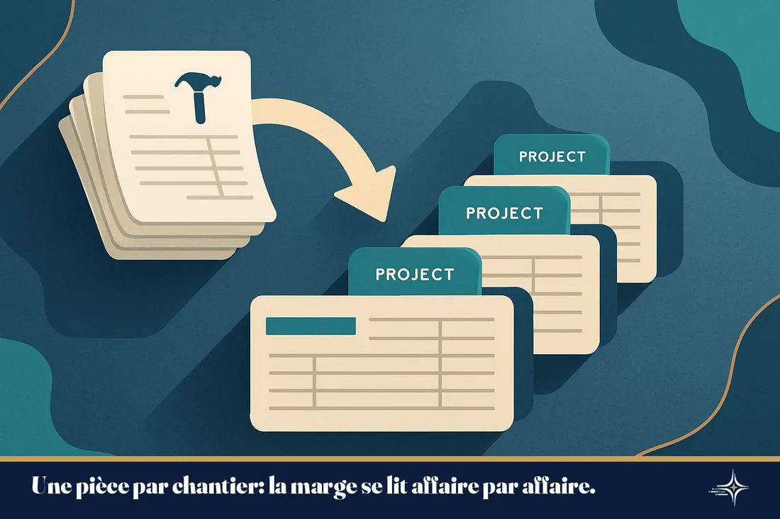 Des factures de chantier organisées par affaire vers un journal comptable