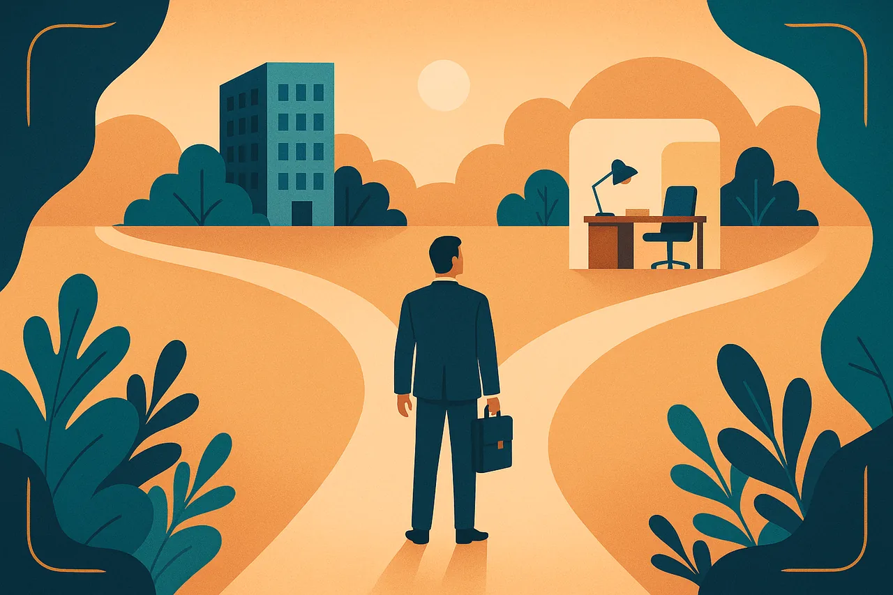 Illustration d'un dirigeant face au choix entre externaliser la paie et un gestionnaire interne