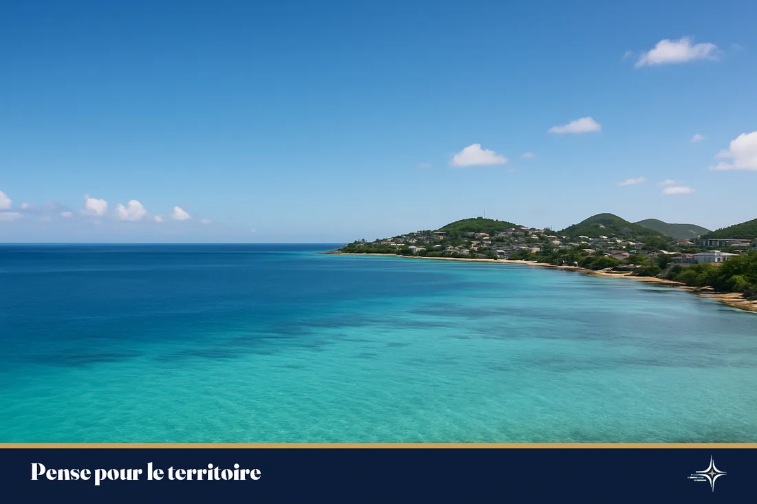 Vue du lagon de Nouméa évoquant l'ancrage local de la solution