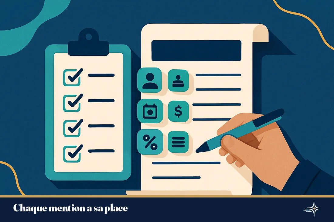 Illustration d'une facture vérifiée point par point comme sur une liste de contrôle