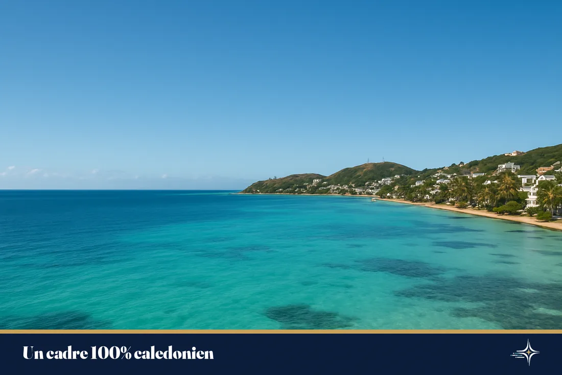 Vue du lagon de Nouméa évoquant l'ancrage local