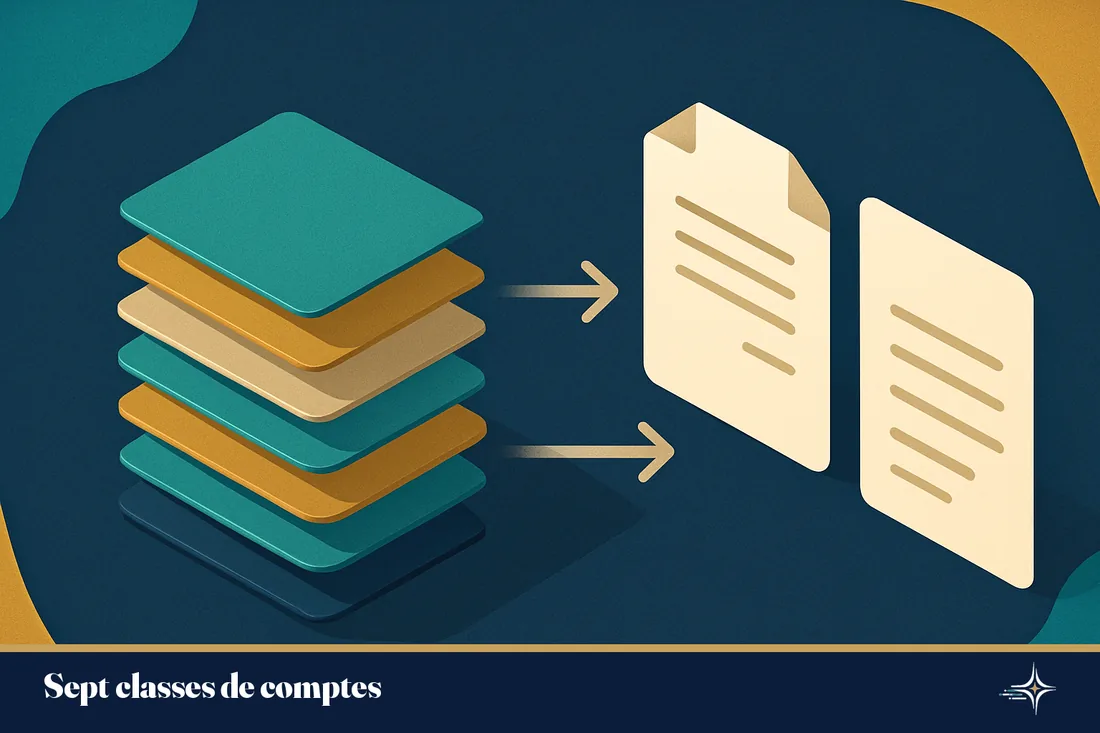 Schéma des sept classes de comptes alimentant le bilan et le compte de résultat