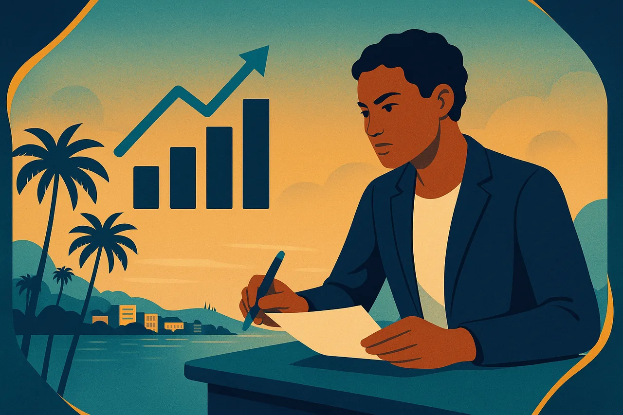 Illustration d'un créateur bâtissant son prévisionnel financier à Nouméa