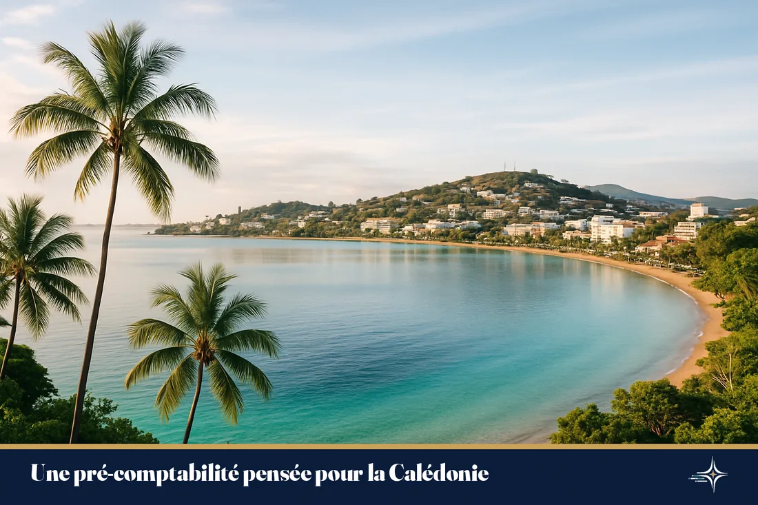 Baie de Nouméa et lagon turquoise sous une lumière douce du Pacifique Sud, sans personnes