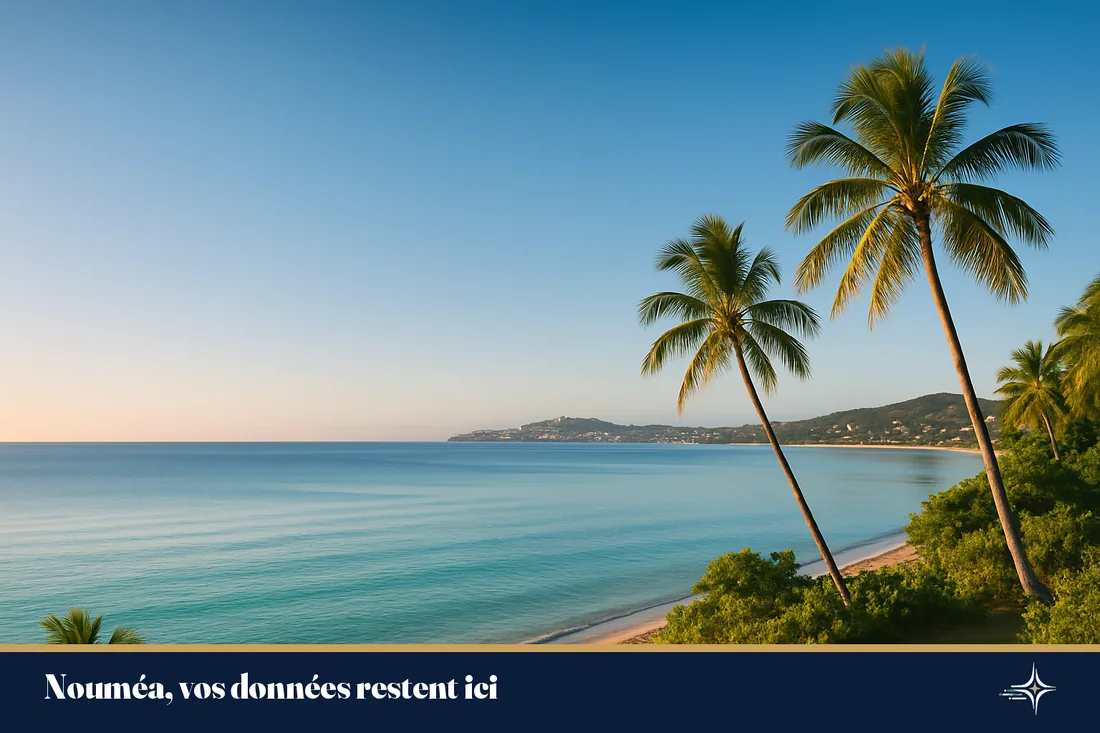 Baie de Nouméa et lagon turquoise de Nouvelle-Calédonie sous une lumière douce du Pacifique