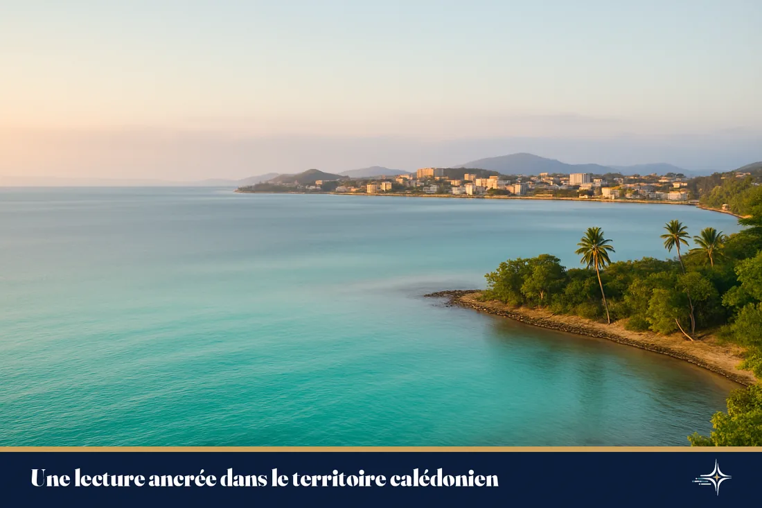 Lagon turquoise et baie de Nouméa sous une lumière douce du Pacifique Sud