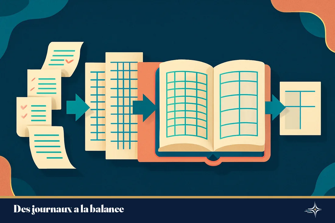 Des pieces qui passent des journaux au grand livre puis a la balance