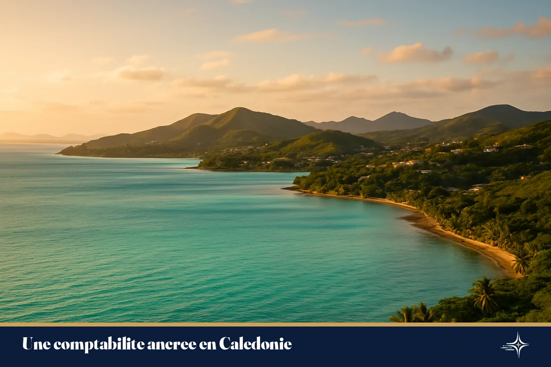 Le lagon et le littoral de Noumea a la lumiere du soir